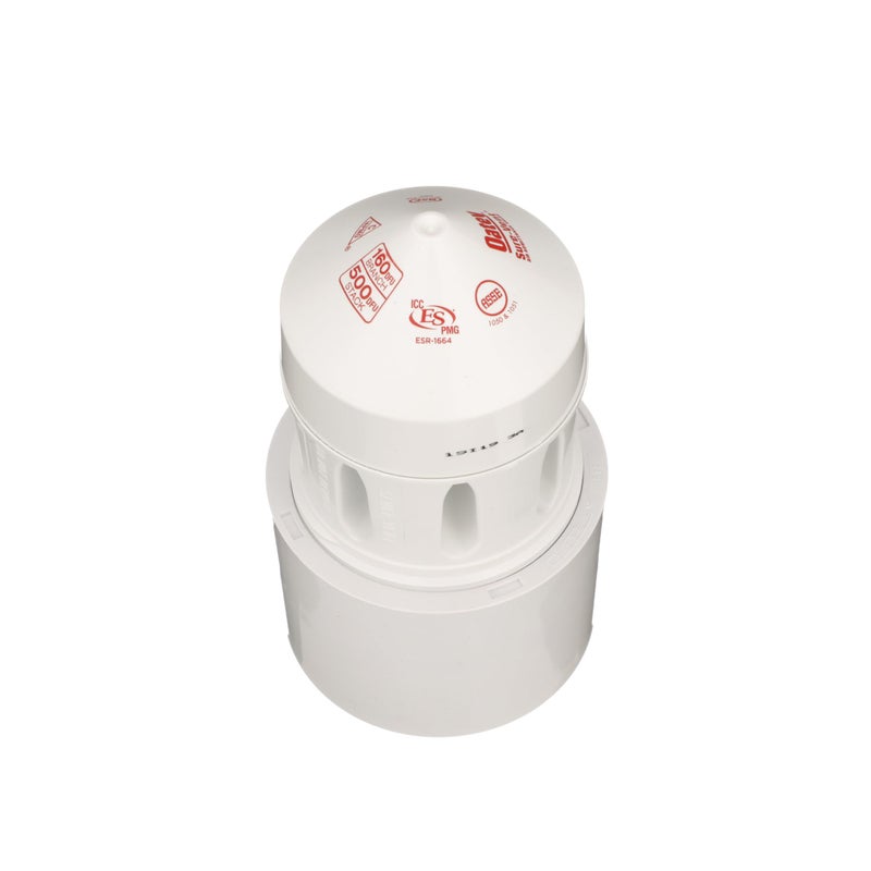 Oatey 39223 500 Stack DFU Capacity Straight PVC Schedule 40 Adapter Air Admittance Valve, 3 in. â€“ 4 in. 160 Branch, Black/White - Image 5